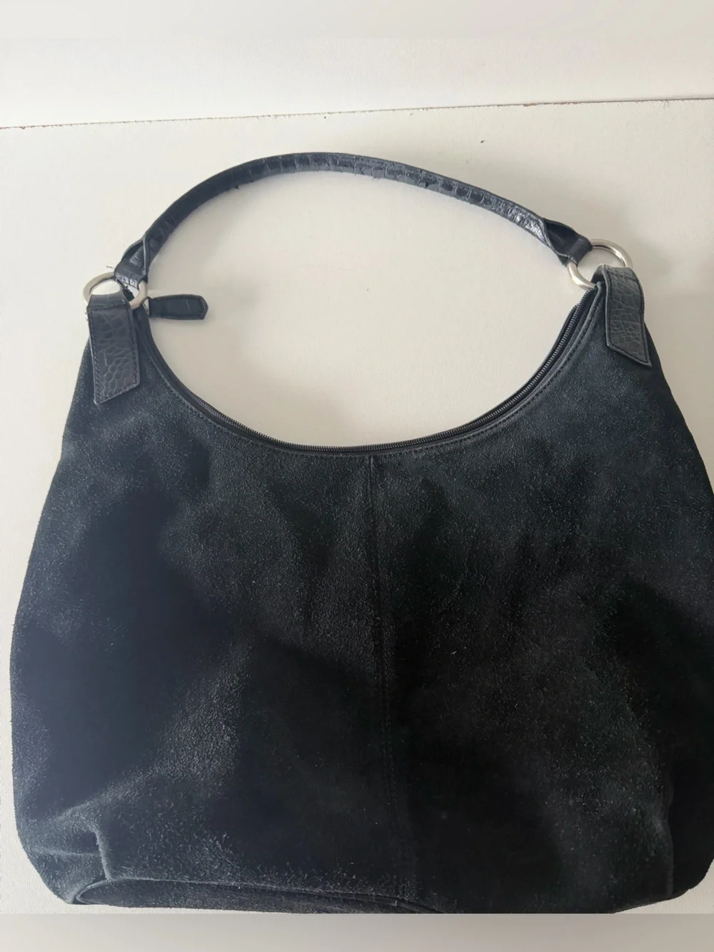 Preston & York Black Suede Shoulder Hobo Bag